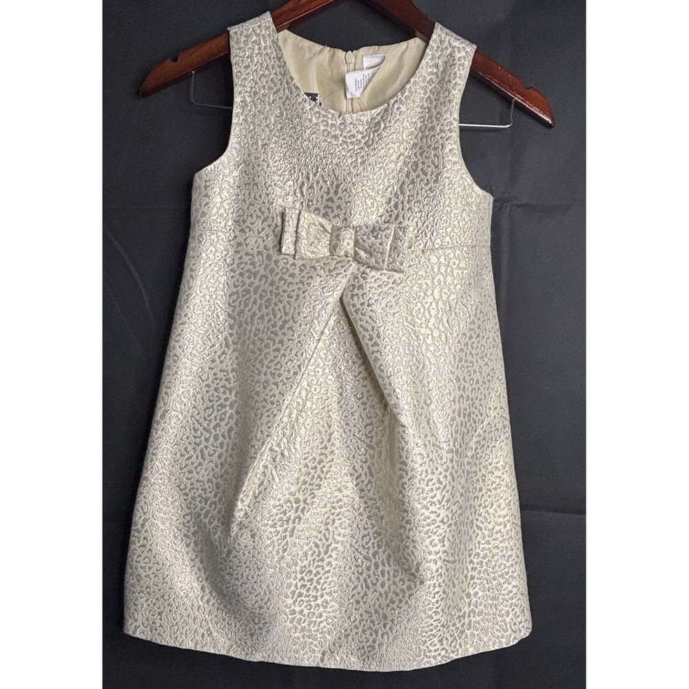 Gymboree Dress Girls 8 Gold Metallic Print Party Dress Shimmer Christmas NEW